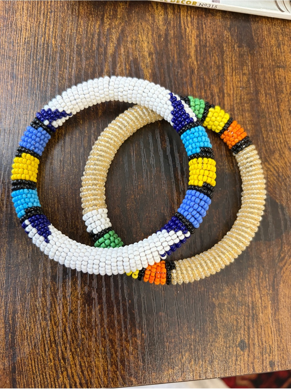NEW Set of Two Handmade Beaded Bracelets. Masai. Bought in Africa, July 2026